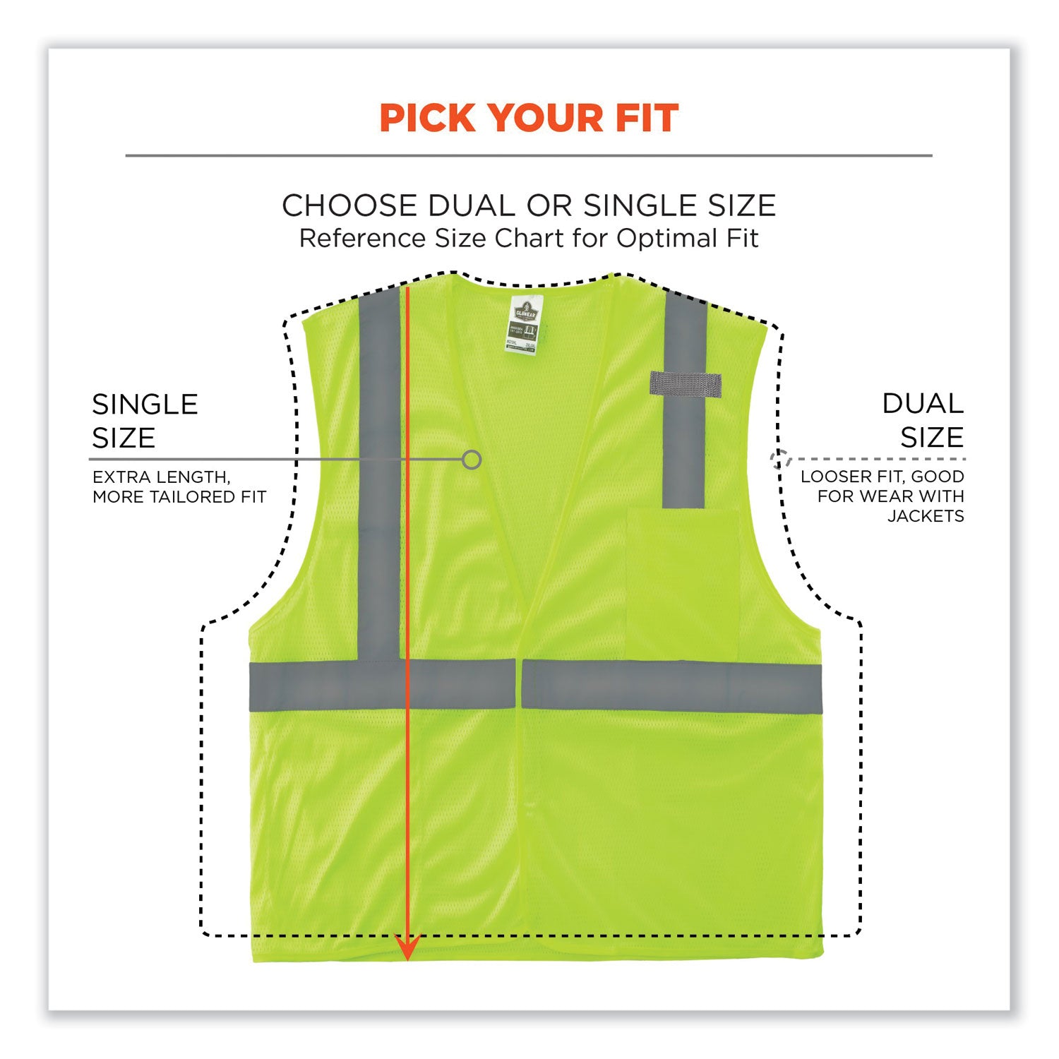 ergodyne GloWear 8210HL Class 2 Economy Mesh Hook and Loop Vest, Polyester, 2X-Large/3X-Large, Lime (21027)