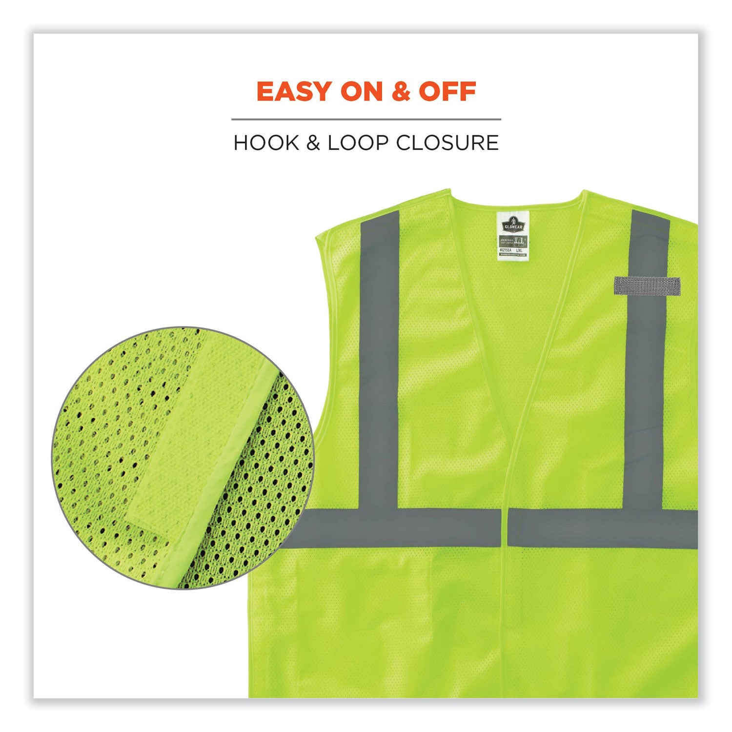 ergodyne GloWear 8215BA Class 2 Economy Breakaway Mesh Vest, Polyester, X-Small, Lime (21071)