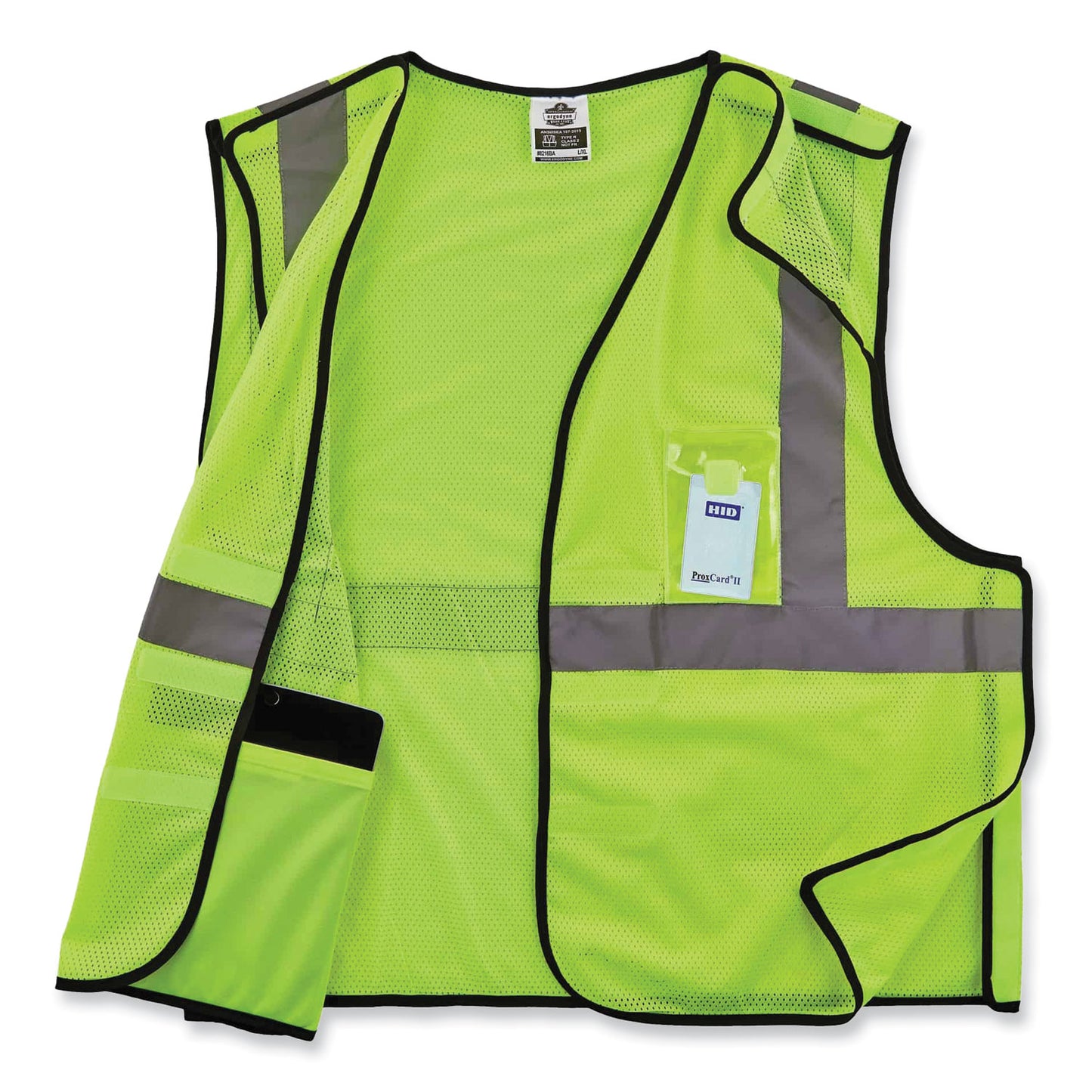 ergodyne GloWear 8216BA Class 2 Breakaway Mesh ID Holder Vest, Polyester, 4X-Large/5X-Large, Lime (21099)