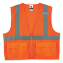 ergodyne GloWear 8220Z Class 2 Standard Mesh Zipper Vest, Polyester, Small/Medium, Orange (21113)