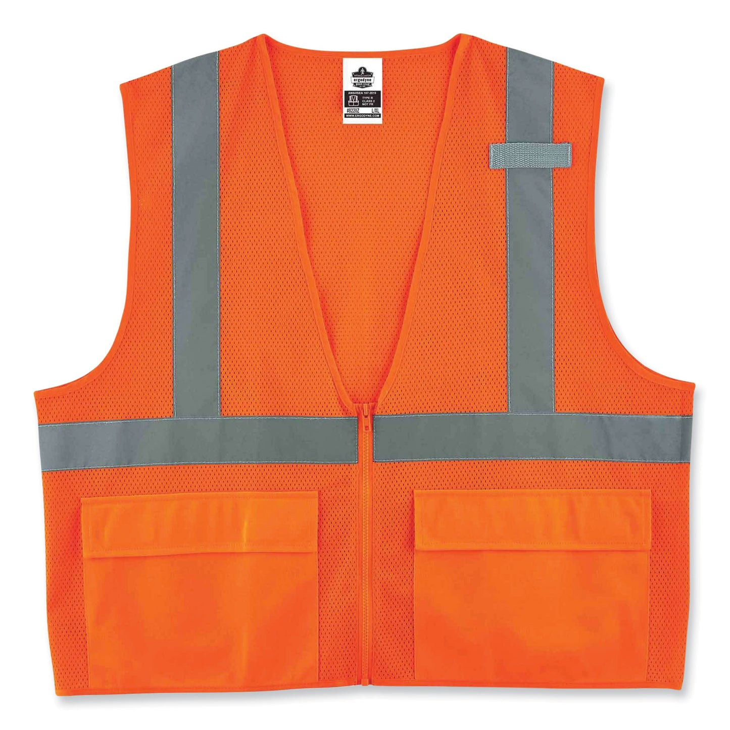 ergodyne GloWear 8220Z Class 2 Standard Mesh Zipper Vest, Polyester, Small/Medium, Orange (21113)