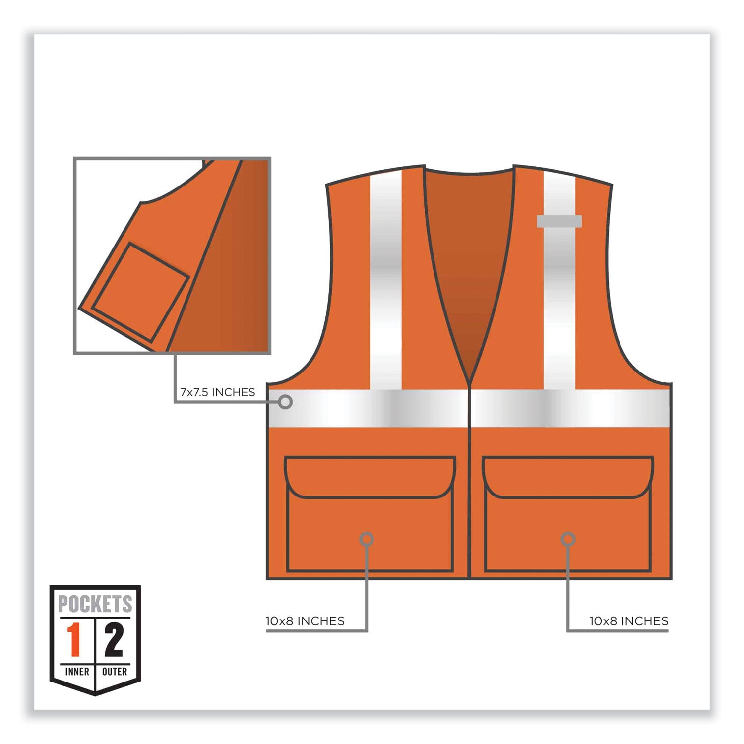 ergodyne GloWear 8220Z Class 2 Standard Mesh Zipper Vest, Polyester, Large/X-Large, Orange (21115)