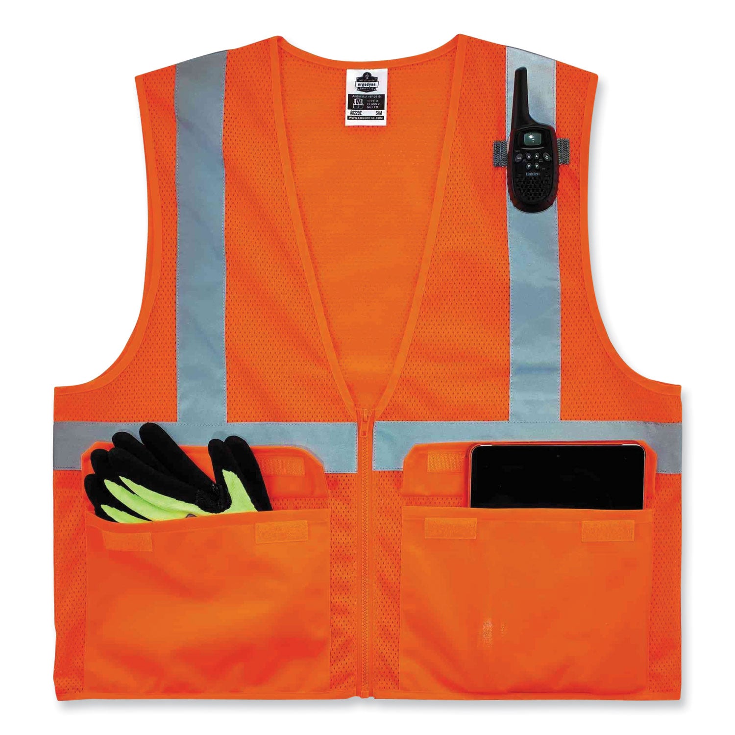 ergodyne GloWear 8220Z Class 2 Standard Mesh Zipper Vest, Polyester, Large/X-Large, Orange (21115)