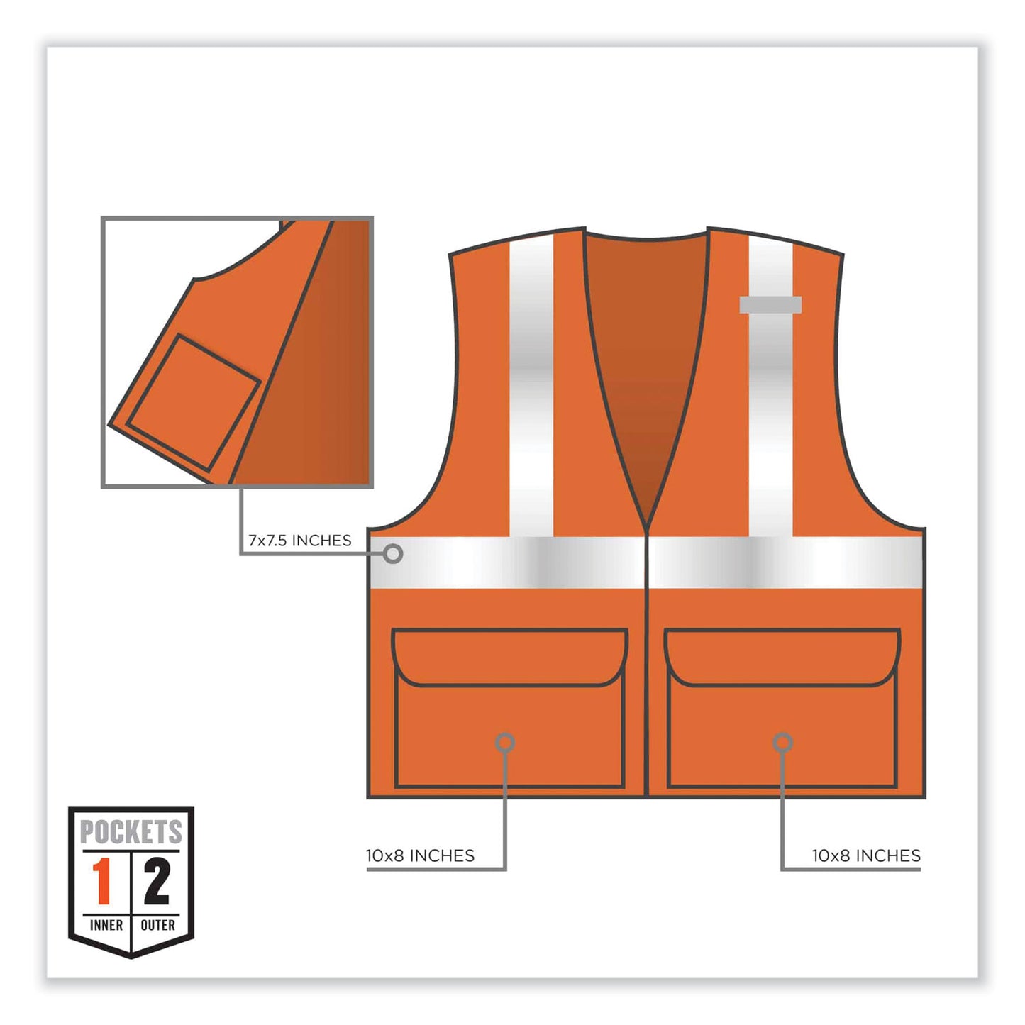 ergodyne GloWear 8220Z Class 2 Standard Mesh Zipper Vest, Polyester, 4X-Large/5X-Large, Orange (21119)