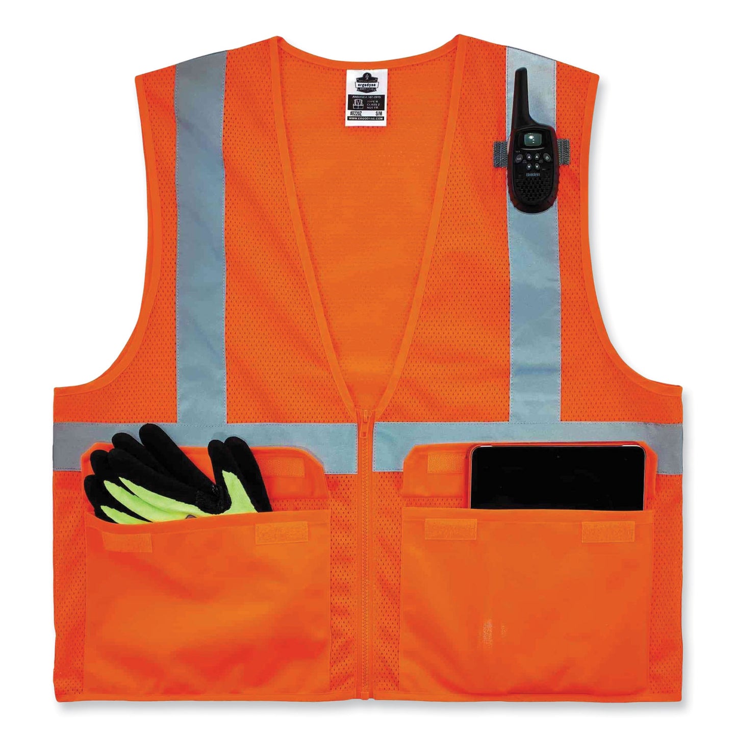 ergodyne GloWear 8220Z Class 2 Standard Mesh Zipper Vest, Polyester, 4X-Large/5X-Large, Orange (21119)