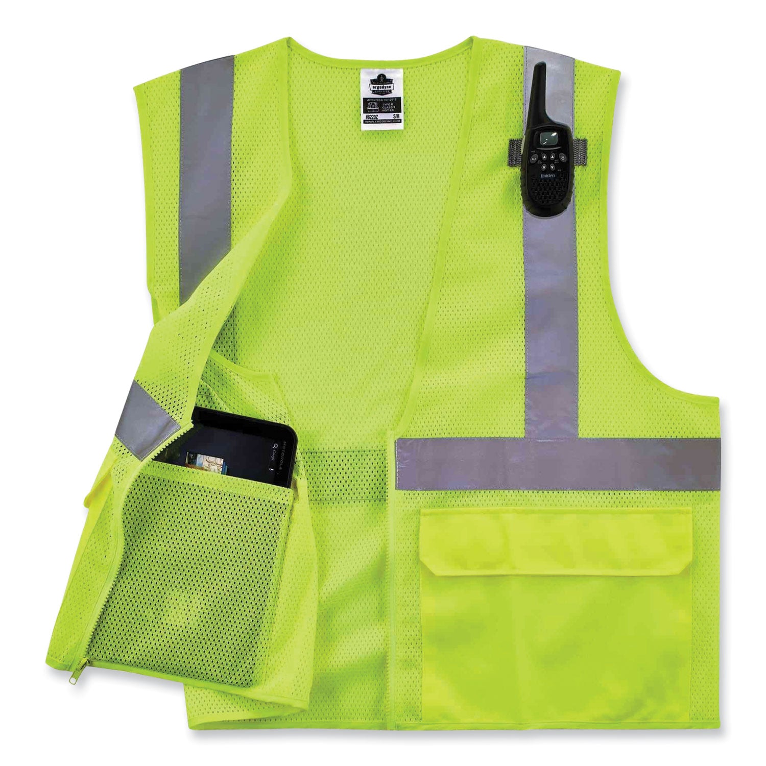 ergodyne GloWear 8220Z Class 2 Standard Mesh Zipper Vest, Polyester, 4X-Large/5X-Large, Lime (21129)