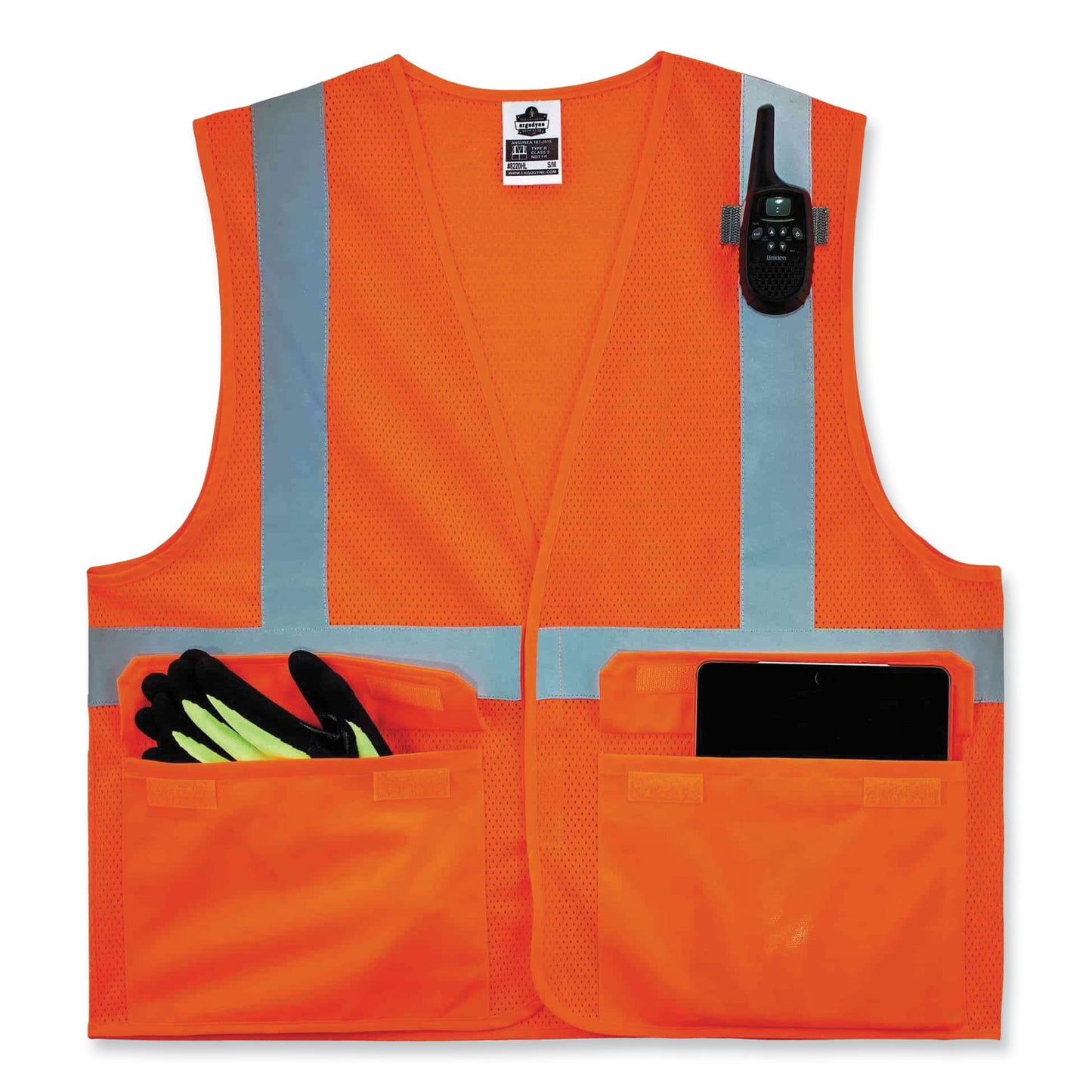 ergodyne GloWear 8220HL Class 2 Standard Mesh Hook and Loop Vest, Polyester, Small/Medium, Orange (21133)