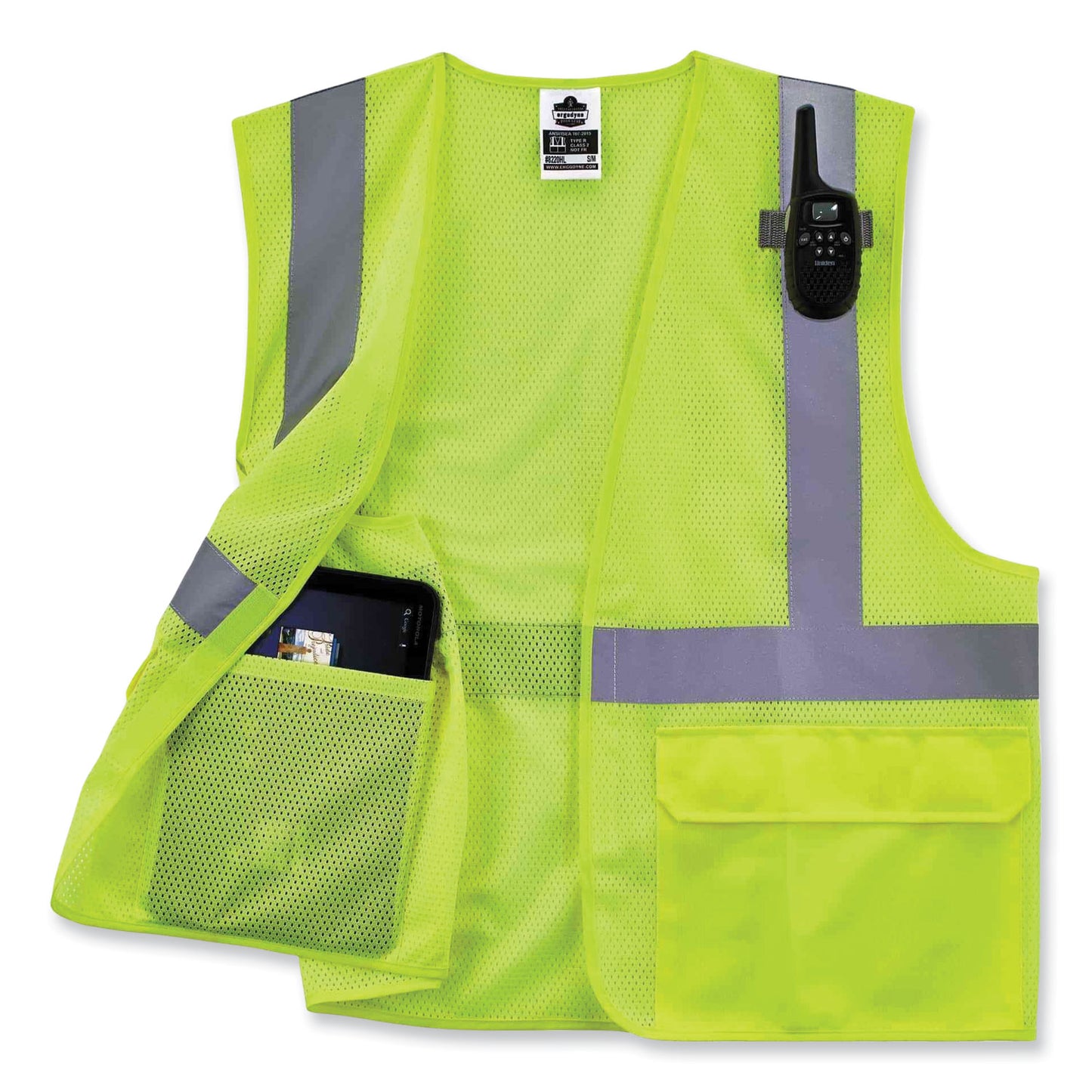 ergodyne GloWear 8220HL Class 2 Standard Mesh Hook and Loop Vest, Polyester, Small/Medium, Lime (21143)