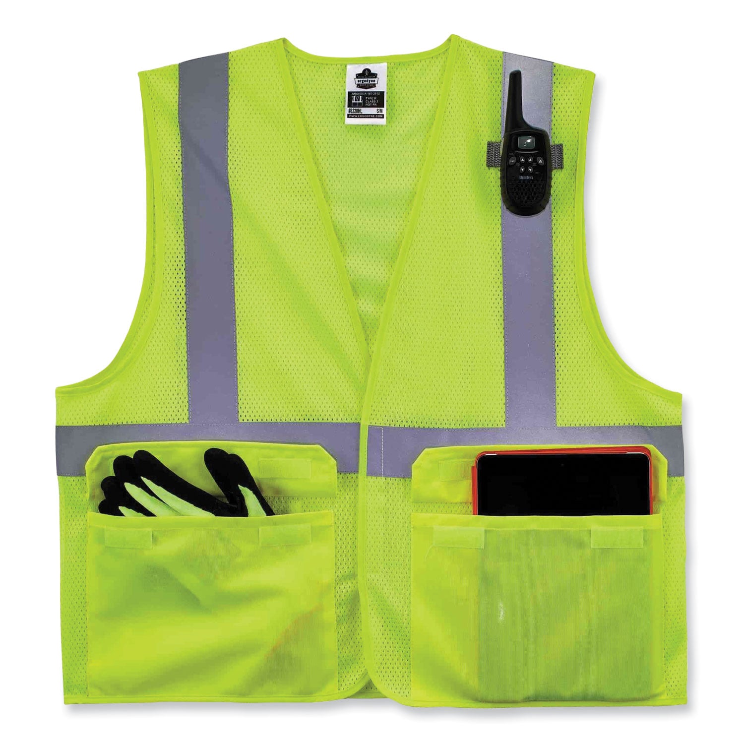 ergodyne GloWear 8220HL Class 2 Standard Mesh Hook and Loop Vest, Polyester, Small/Medium, Lime (21143)