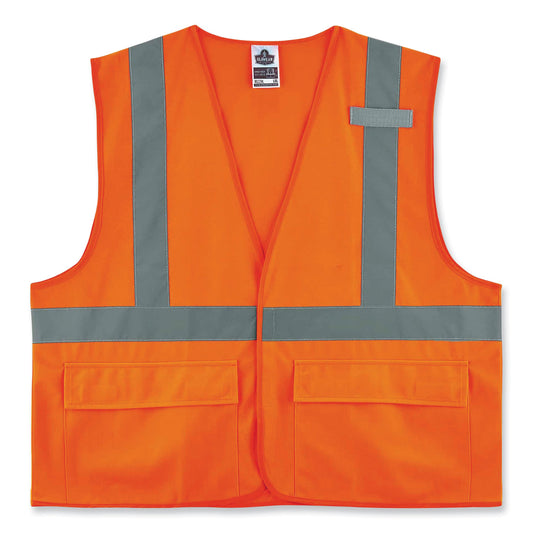 ergodyne GloWear 8225HL Class 2 Standard Solid Hook and Loop Vest, Polyester, Orange, Large/X-Large (21175)