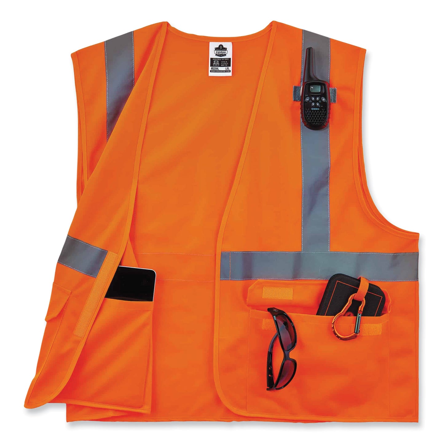 ergodyne GloWear 8225HL Class 2 Standard Solid Hook and Loop Vest, Polyester, Orange, Large/X-Large (21175)