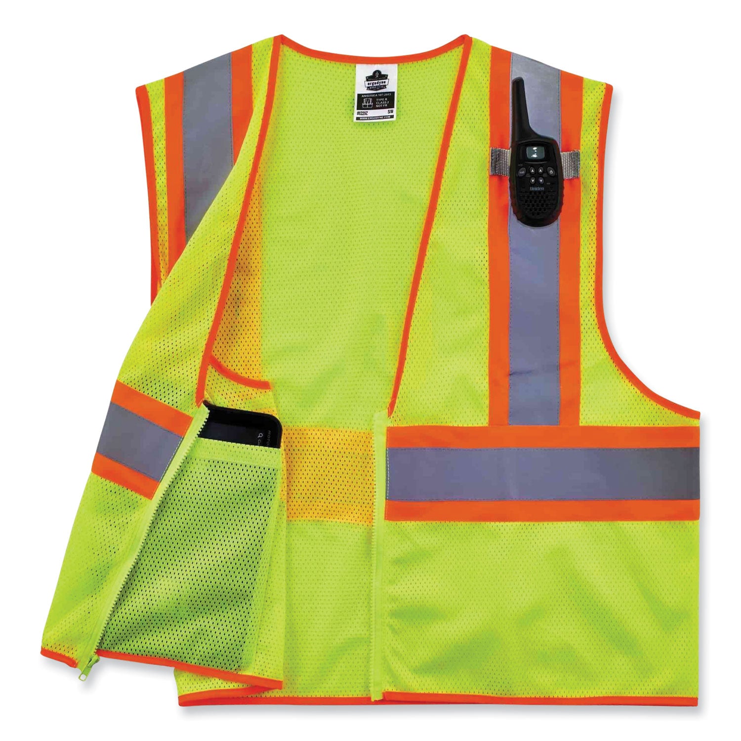 ergodyne GloWear 8229Z Class 2 Economy Two-Tone Zipper Vest, Polyester, 4X-Large/5X-Large, Lime (21299)