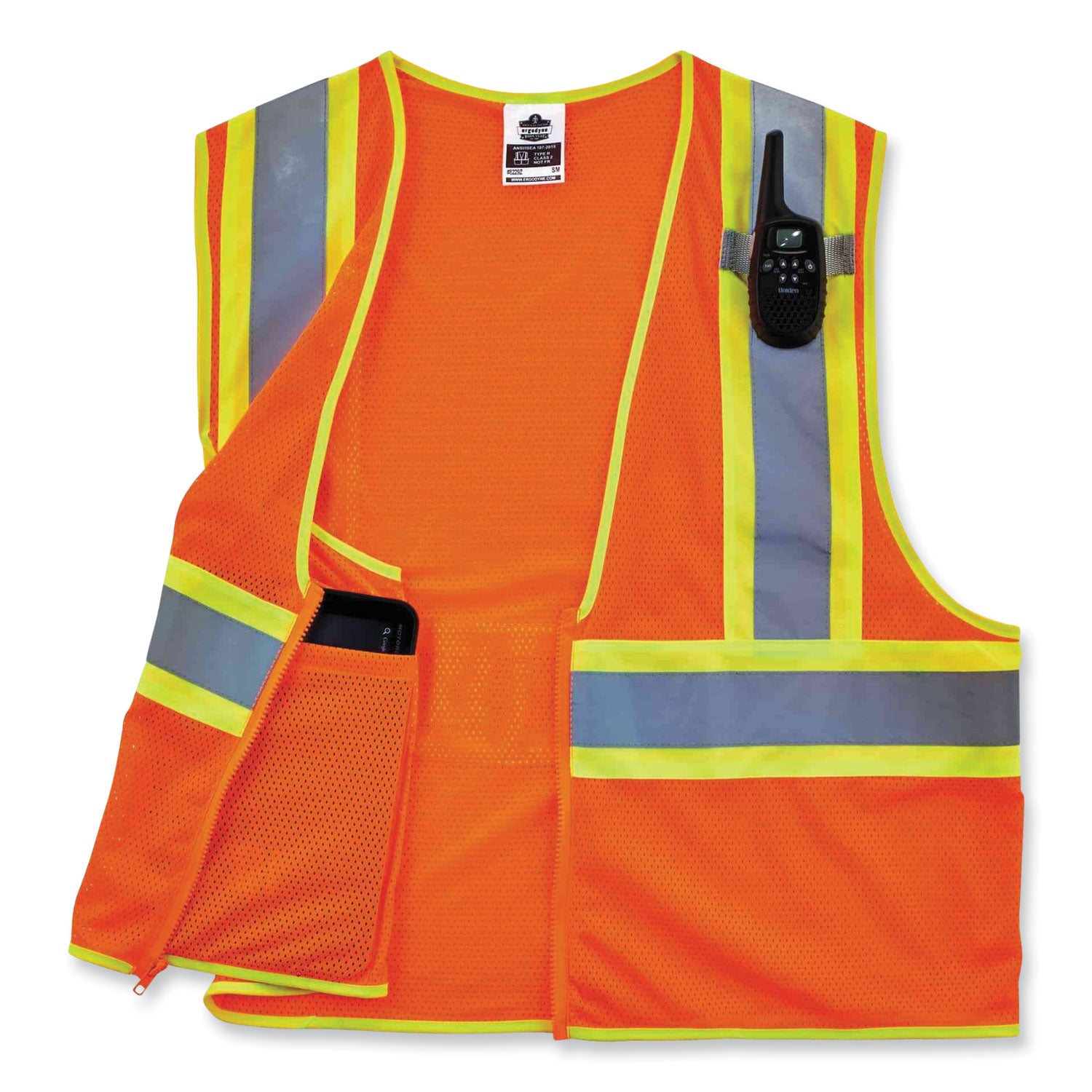 ergodyne GloWear 8229Z Class 2 Economy Two-Tone Zipper Vest, Polyester, X-Small, Orange (21301)