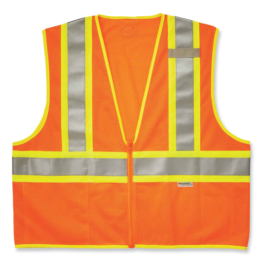 ergodyne GloWear 8230Z Class 2 Two-Tone Mesh Zipper Vest, Polyester, Small/Medium, Orange (21313)