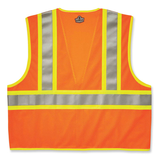 ergodyne GloWear 8230Z Class 2 Two-Tone Mesh Zipper Vest, Polyester, Small/Medium, Orange (21313)