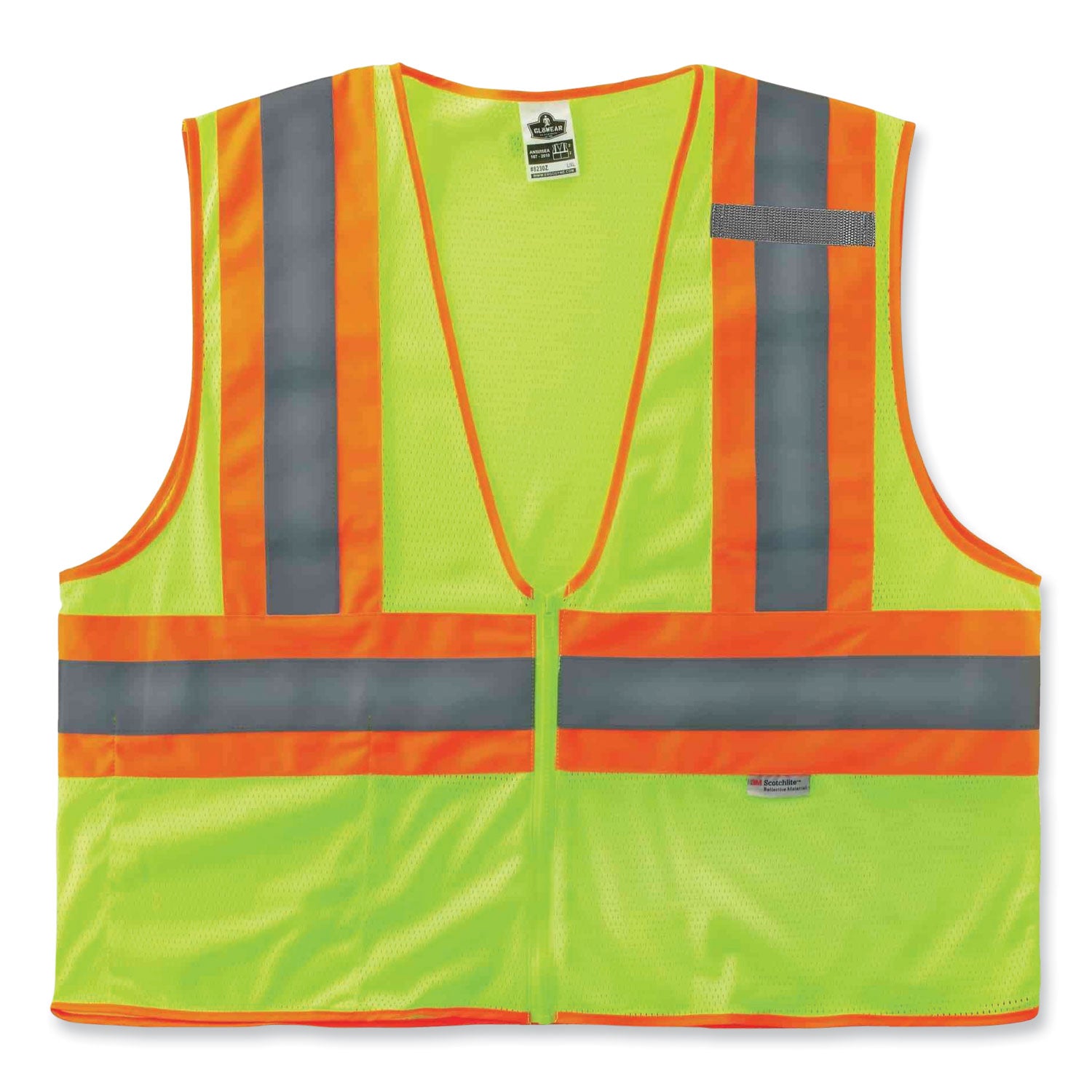 ergodyne GloWear 8230Z Class 2 Two-Tone Mesh Zipper Vest, Polyester, Small/Medium, Lime (21323)