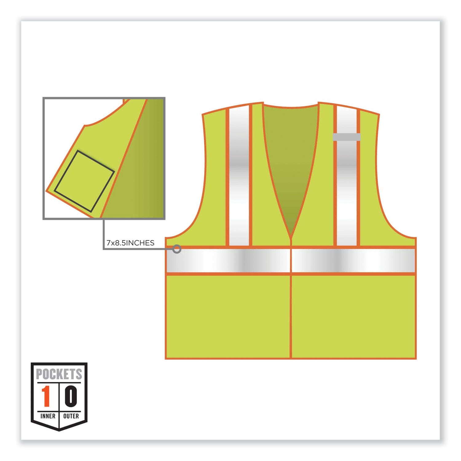 ergodyne GloWear 8230Z Class 2 Two-Tone Mesh Zipper Vest, Polyester, Small/Medium, Lime (21323)