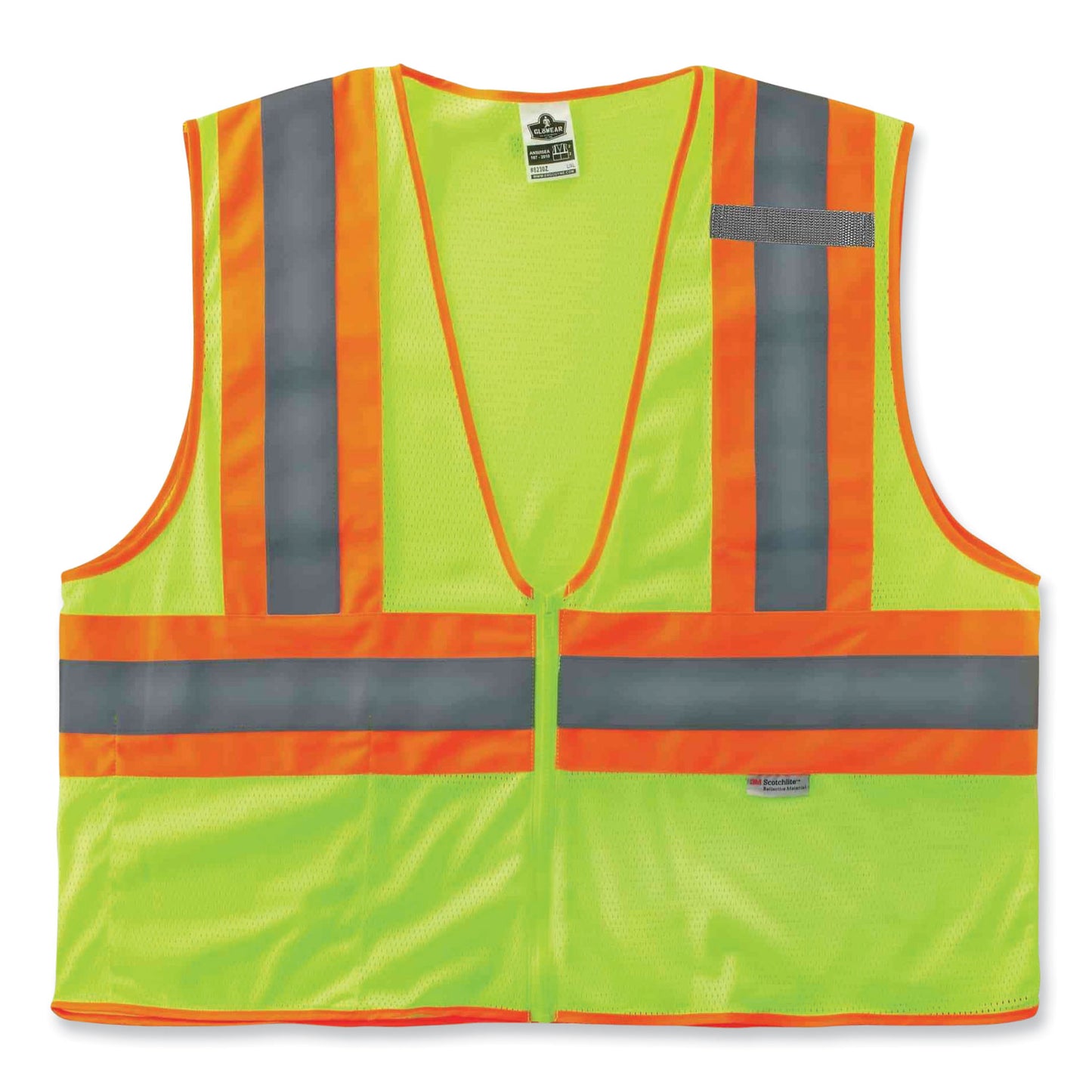 ergodyne GloWear 8230Z Class 2 Two-Tone Mesh Zipper Vest, Polyester, Large/X-Large, Lime (21325)