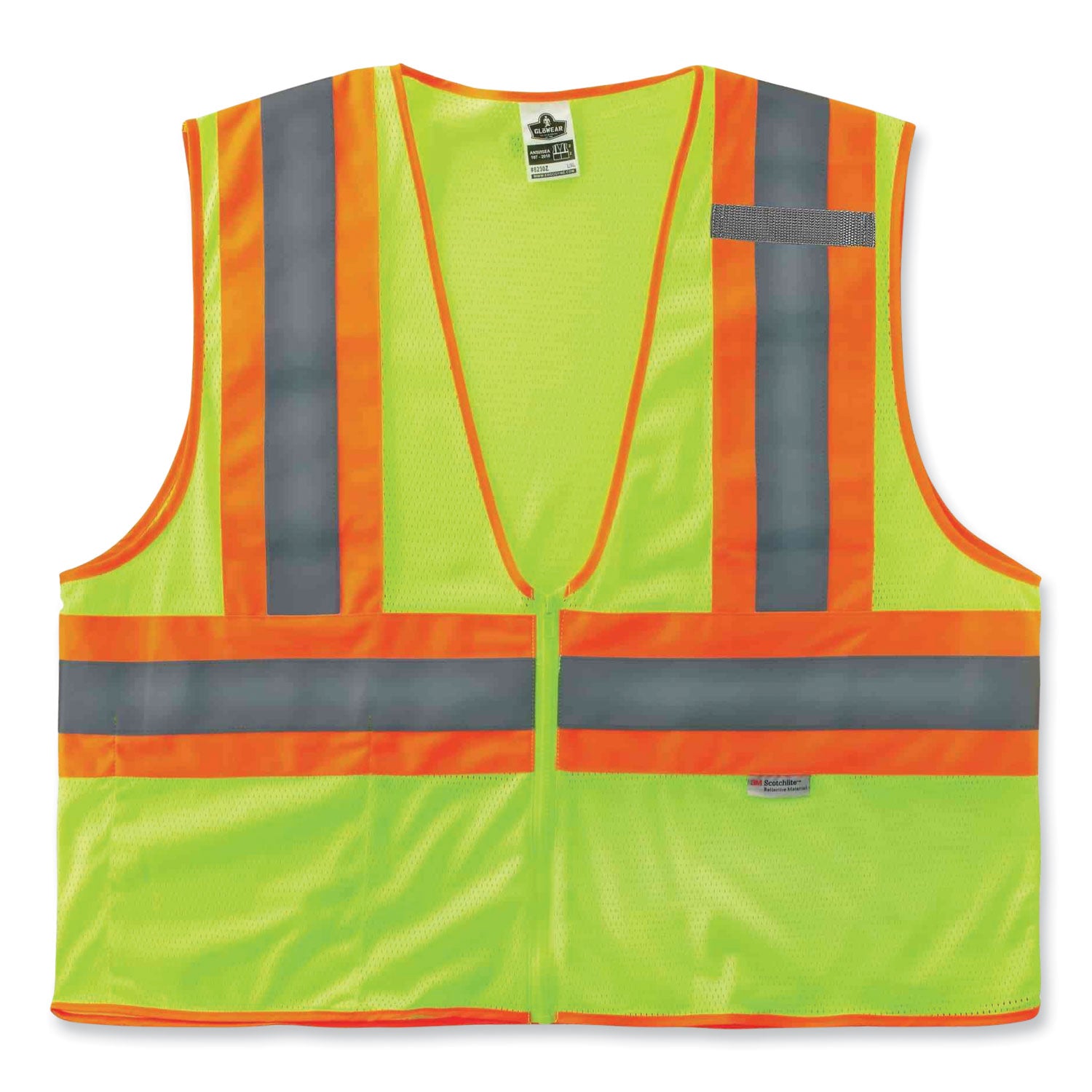 ergodyne GloWear 8230Z Class 2 Two-Tone Mesh Zipper Vest, Polyester, 2X-Large/3X-Large, Lime (21327)