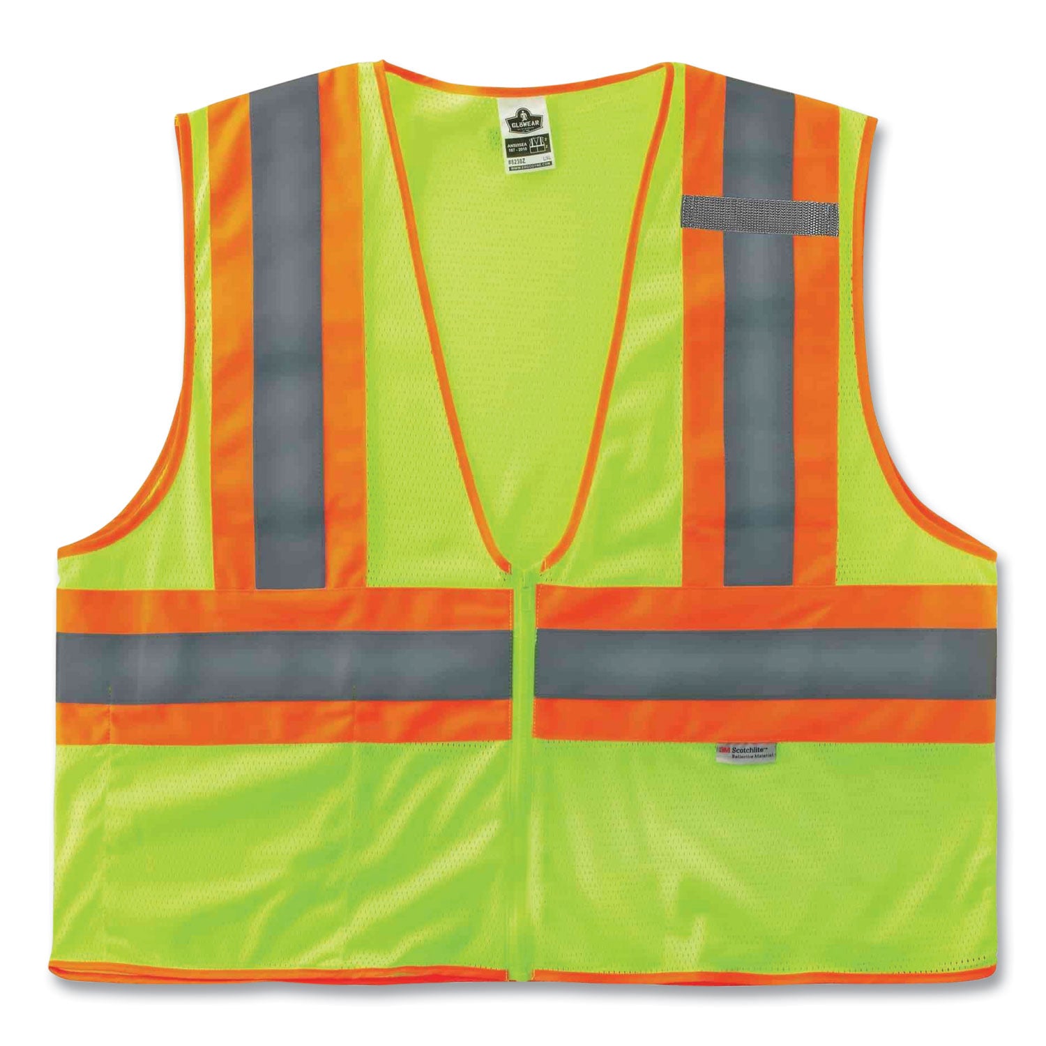 ergodyne GloWear 8230Z Class 2 Two-Tone Mesh Zipper Vest, Polyester, 4X-Large/5X-Large, Lime (21329)