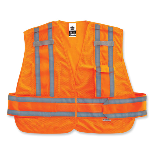 ergodyne GloWear 8244PSV Class 2 Expandable Public Safety Hook and Loop Vest, Polyester, Medium/Large, Orange (21360)