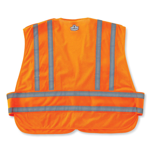 ergodyne GloWear 8244PSV Class 2 Expandable Public Safety Hook and Loop Vest, Polyester, Medium/Large, Orange (21360)