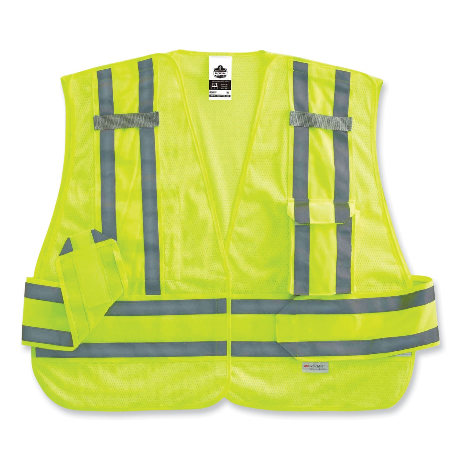 ergodyne GloWear 8244PSV Class 2 Expandable Public Safety Hook and Loop Vest, Polyester, Medium/Large, Lime (21364)