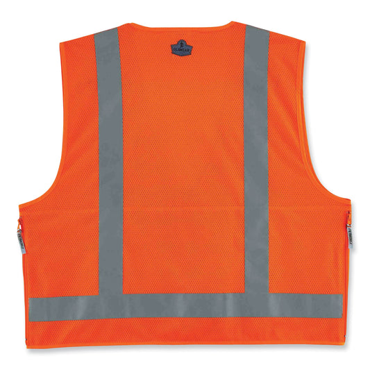 ergodyne GloWear 8250Z Class 2 Surveyors Zipper Vest, Polyester, 4X-Large/5X-Large, Orange (21419)