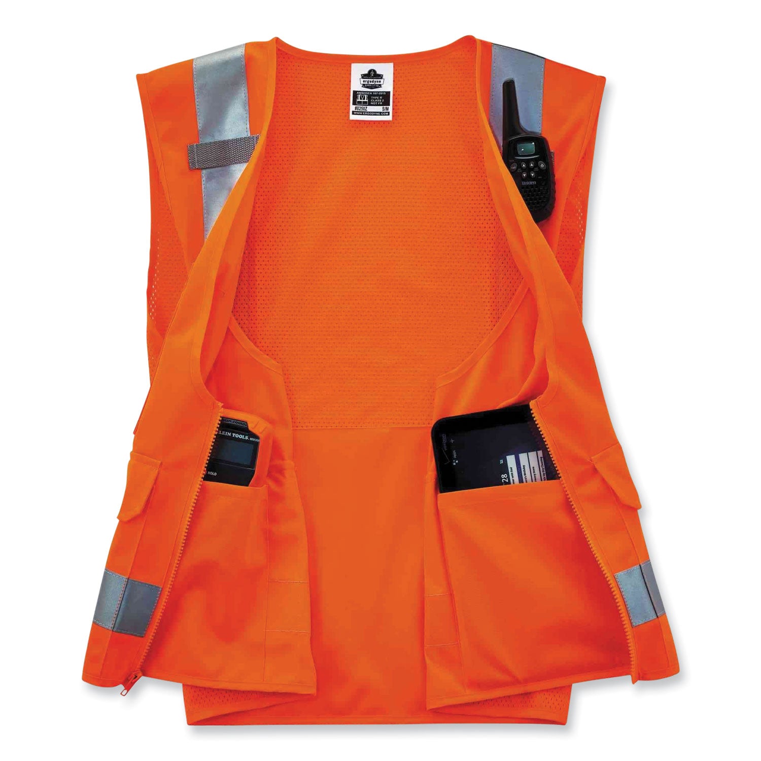 ergodyne GloWear 8250Z Class 2 Surveyors Zipper Vest, Polyester, 4X-Large/5X-Large, Orange (21419)