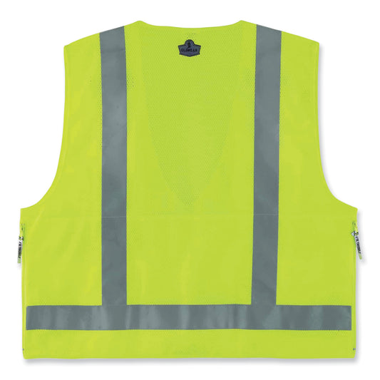 ergodyne GloWear 8250Z Class 2 Surveyors Zipper Vest, Polyester, Small/Medium, Lime (21423)