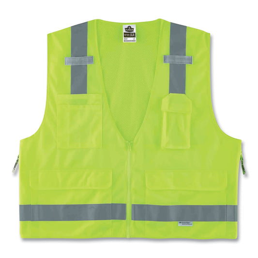 ergodyne GloWear 8250Z Class 2 Surveyors Zipper Vest, Polyester, 2X-Large/3X-Large, Lime (21427)