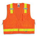 ergodyne GloWear 8250ZHG Class 2 Hi-Gloss Surveyors Zipper Vest, Polyester, Small/Medium, Orange (21433)