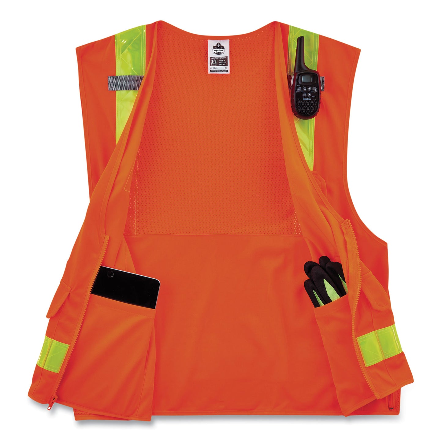 ergodyne GloWear 8250ZHG Class 2 Hi-Gloss Surveyors Zipper Vest, Polyester, 2X-Large/3X-Large, Orange (21437)