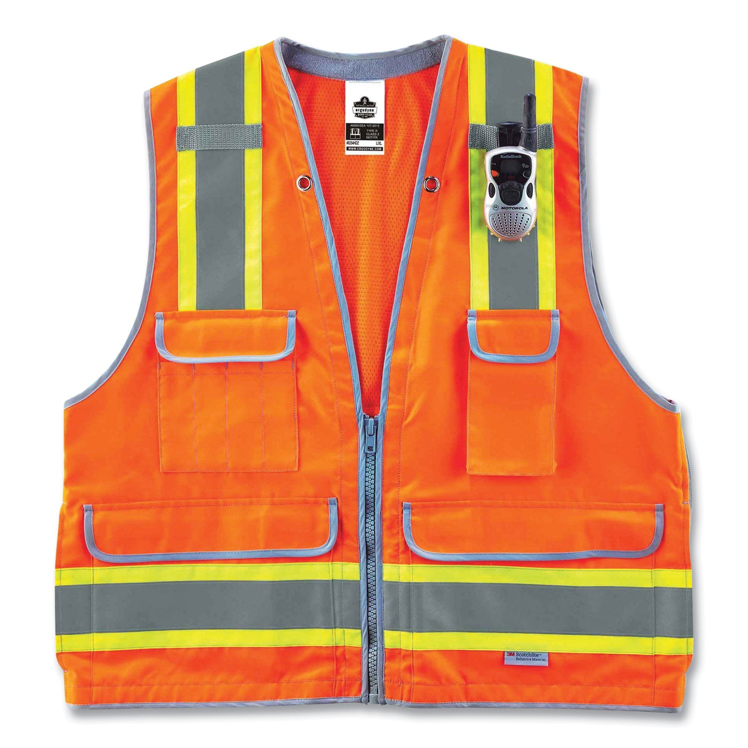 ergodyne GloWear 8254HDZ Class 2 Heavy-Duty Surveyors Zipper Vest, Polyester, Small/Medium, Orange (21453)