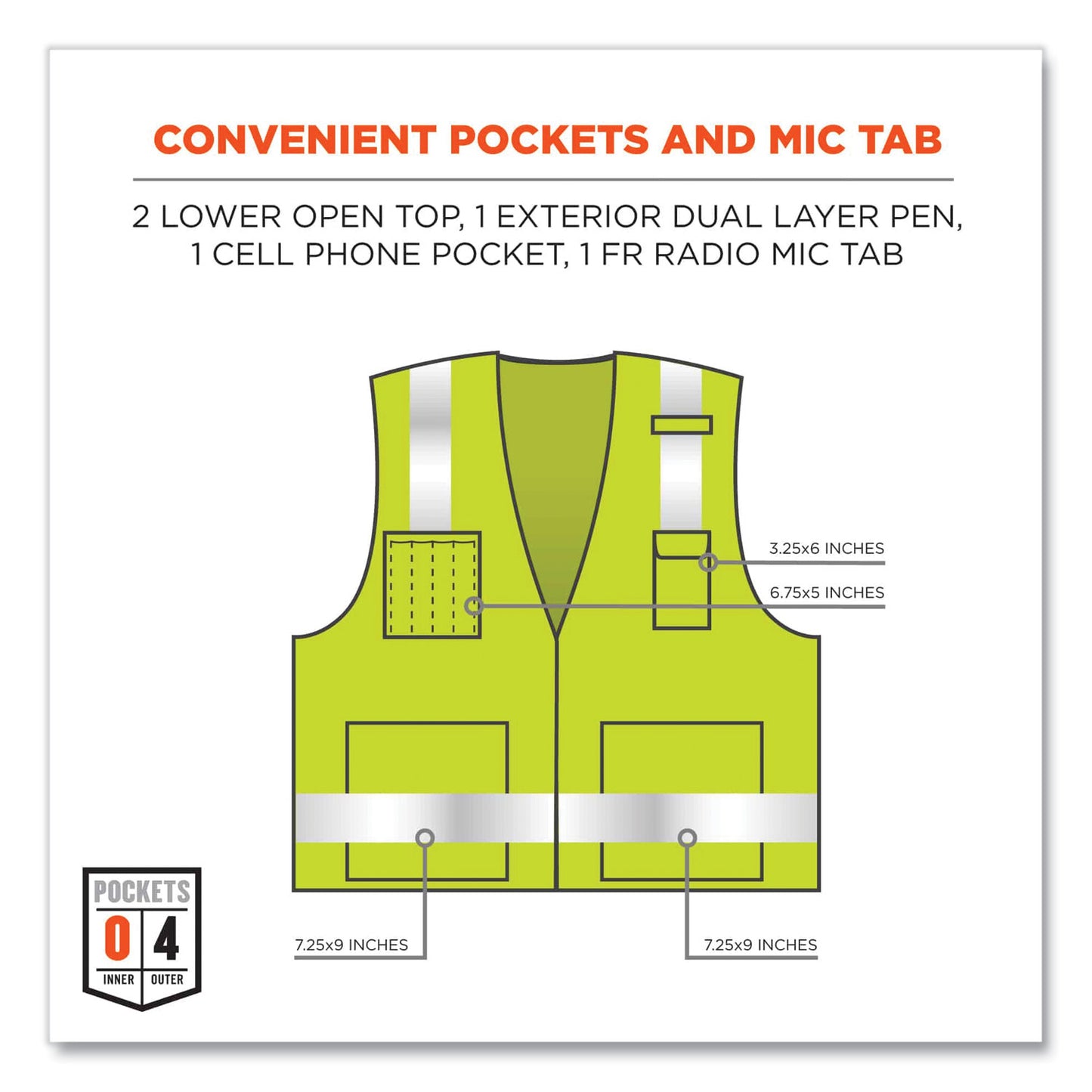 ergodyne GloWear 8262FRZ Class 2 FR Surveyor Zipper Vest, Tencel/Modacrylic/Para-aramid/Kevlar, Small/Medium, Lime (21483)