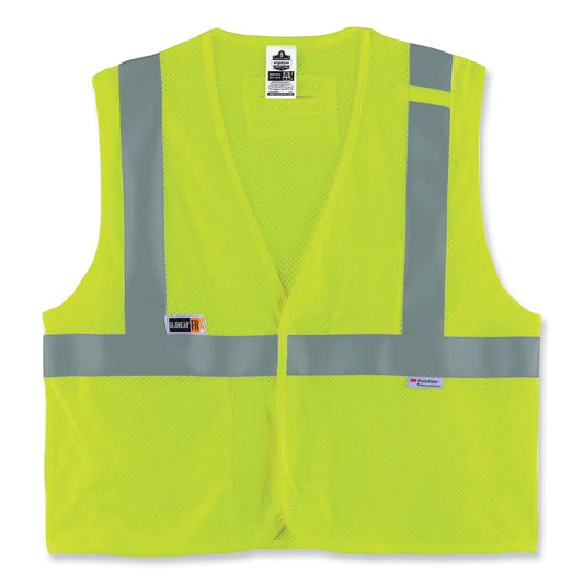 ergodyne GloWear 8260FRHL Class 2 FR Safety Hook and Loop Vest, Modacrylic/Kevlar, Small/Medium, Lime (21493)