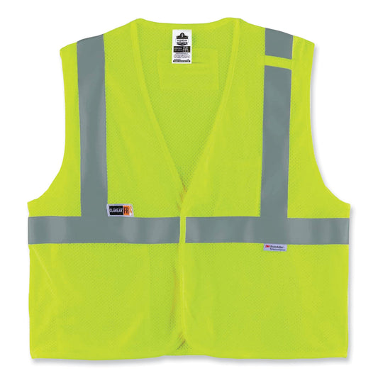 ergodyne GloWear 8260FRHL Class 2 FR Safety Hook and Loop Vest, Modacrylic/Kevlar, Large/X-Large, Lime (21495)