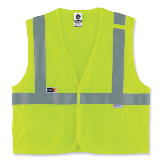 ergodyne GloWear 8260FRHL Class 2 FR Safety Hook and Loop Vest, Modacrylic/Kevlar, 2X-Large/3X-Large, Lime (21497)