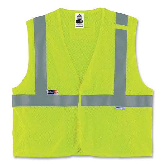 ergodyne GloWear 8260FRHL Class 2 FR Safety Hook and Loop Vest, Modacrylic/Kevlar, 4X-Large/5X-Large, Lime (21499)