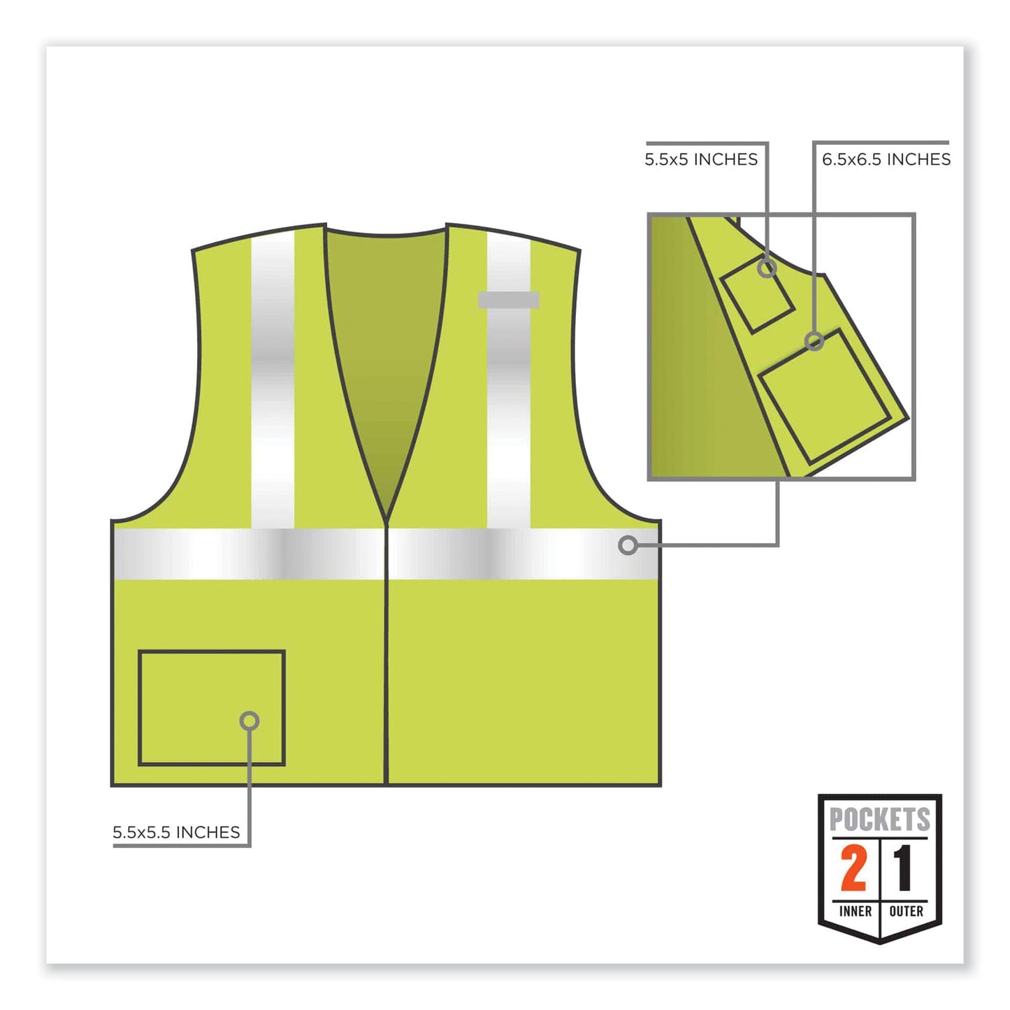 ergodyne GloWear 8217BA Class 2 Breakaway Mesh Vest, Polyester, Small/Medium, Lime (21523)