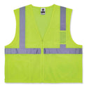 ergodyne GloWear 8256Z Class 2 Self-Extinguishing Zipper Vest, Polyester, Large/X-Large, Lime (21575)