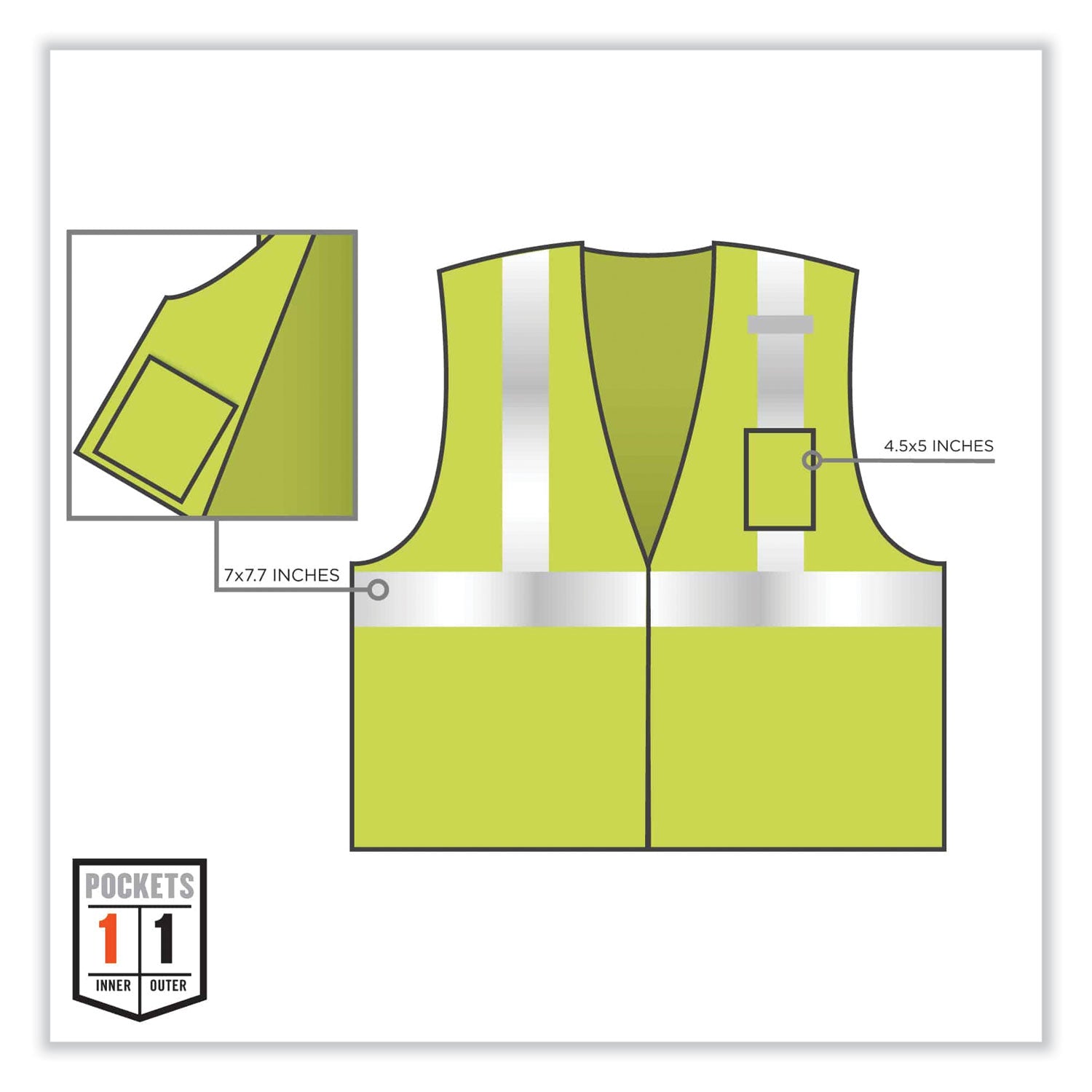 ergodyne GloWear 8256Z Class 2 Self-Extinguishing Zipper Vest, Polyester, Large/X-Large, Lime (21575)