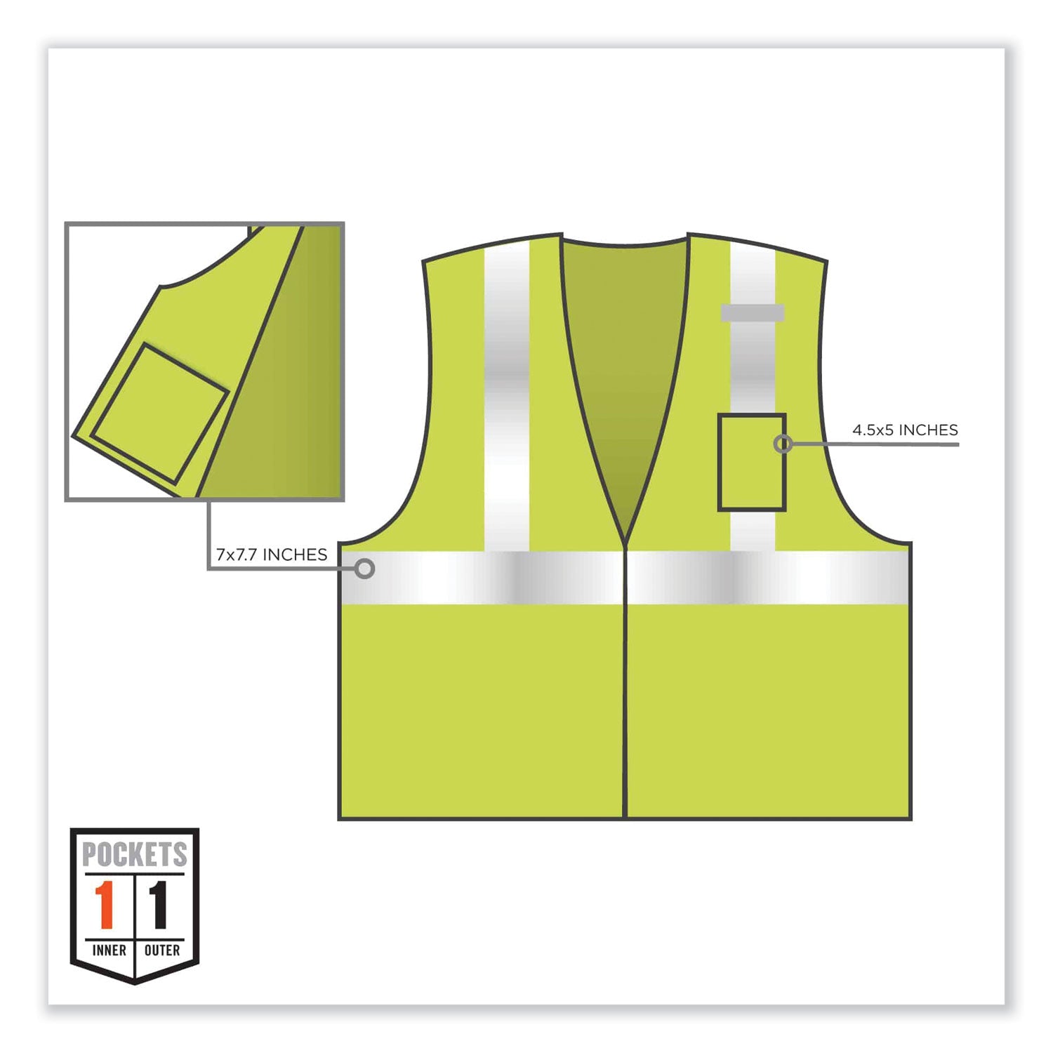 ergodyne GloWear 8256Z Class 2 Self-Extinguishing Zipper Vest, Polyester, 2X-Large/3X-Large, Lime (21577)