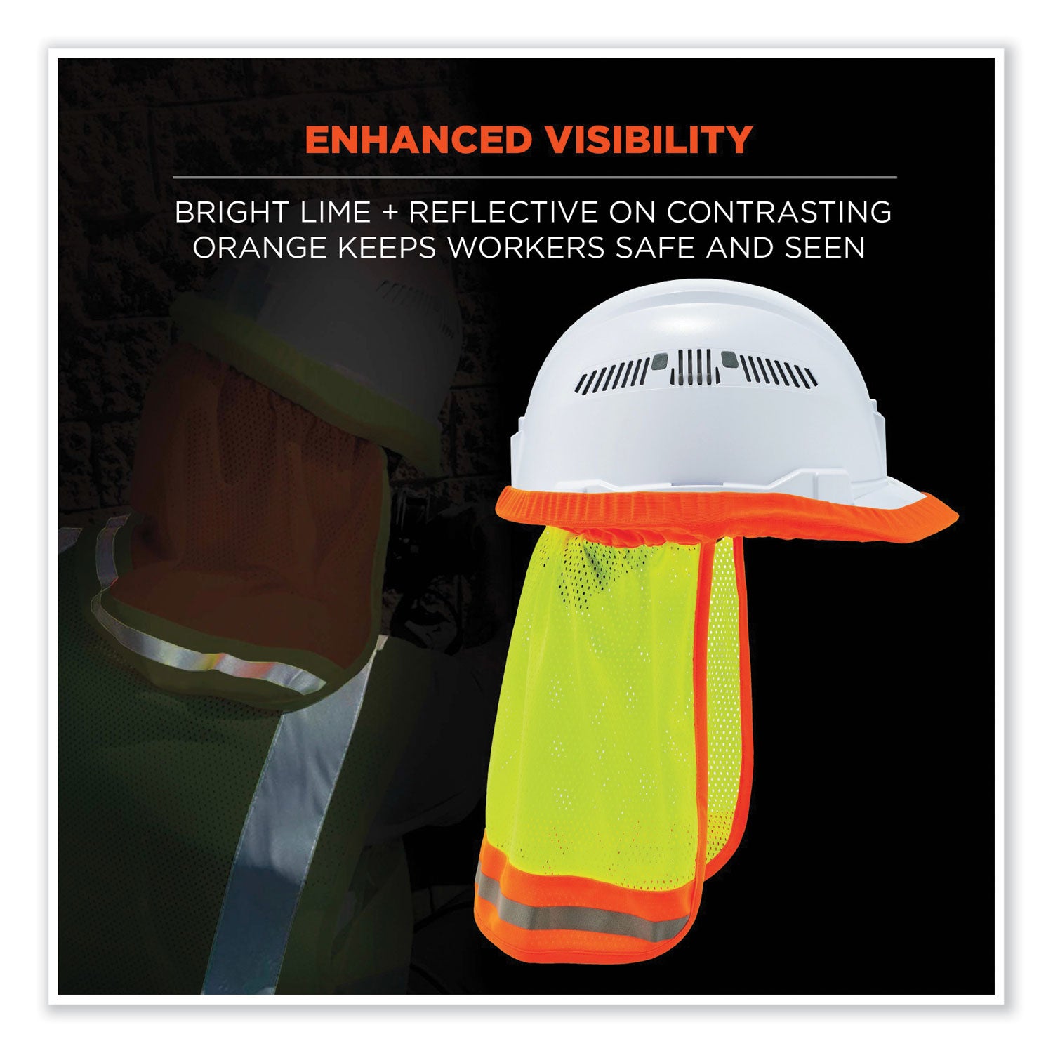 ergodyne GloWear 8005 Hi-Vis Hard Hat Neck Shade, 20 x 12.5, Lime (29053)