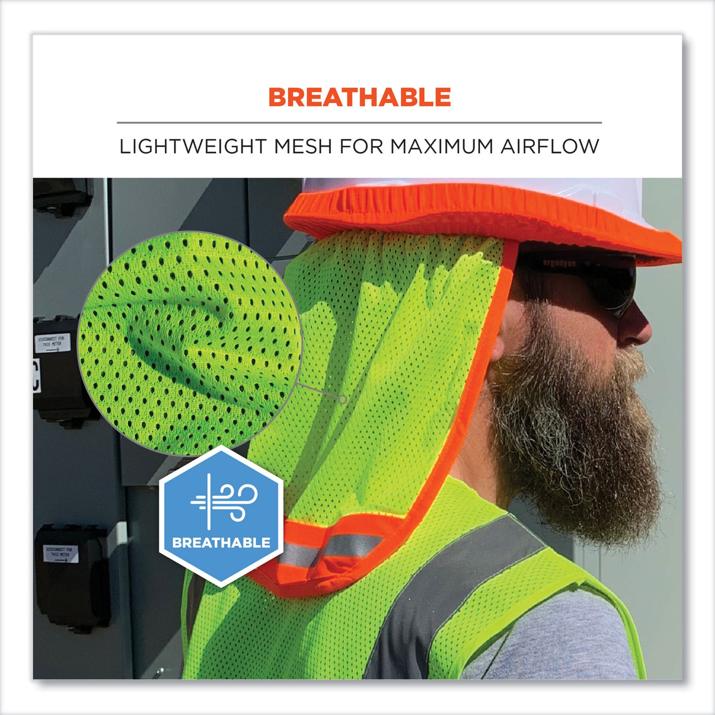 ergodyne GloWear 8005 Hi-Vis Hard Hat Neck Shade, 20 x 12.5, Lime (29053)