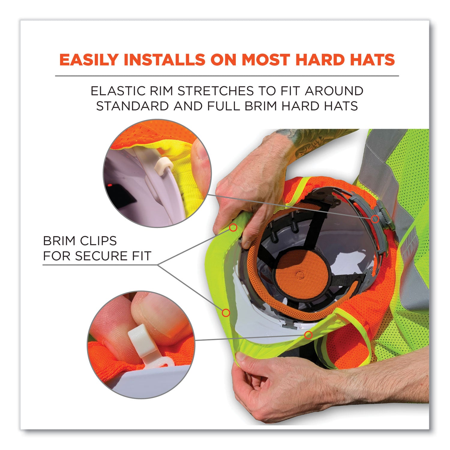 ergodyne GloWear 8005 Hi-Vis Hard Hat Neck Shade, 20 x 12.5, Lime (29053)
