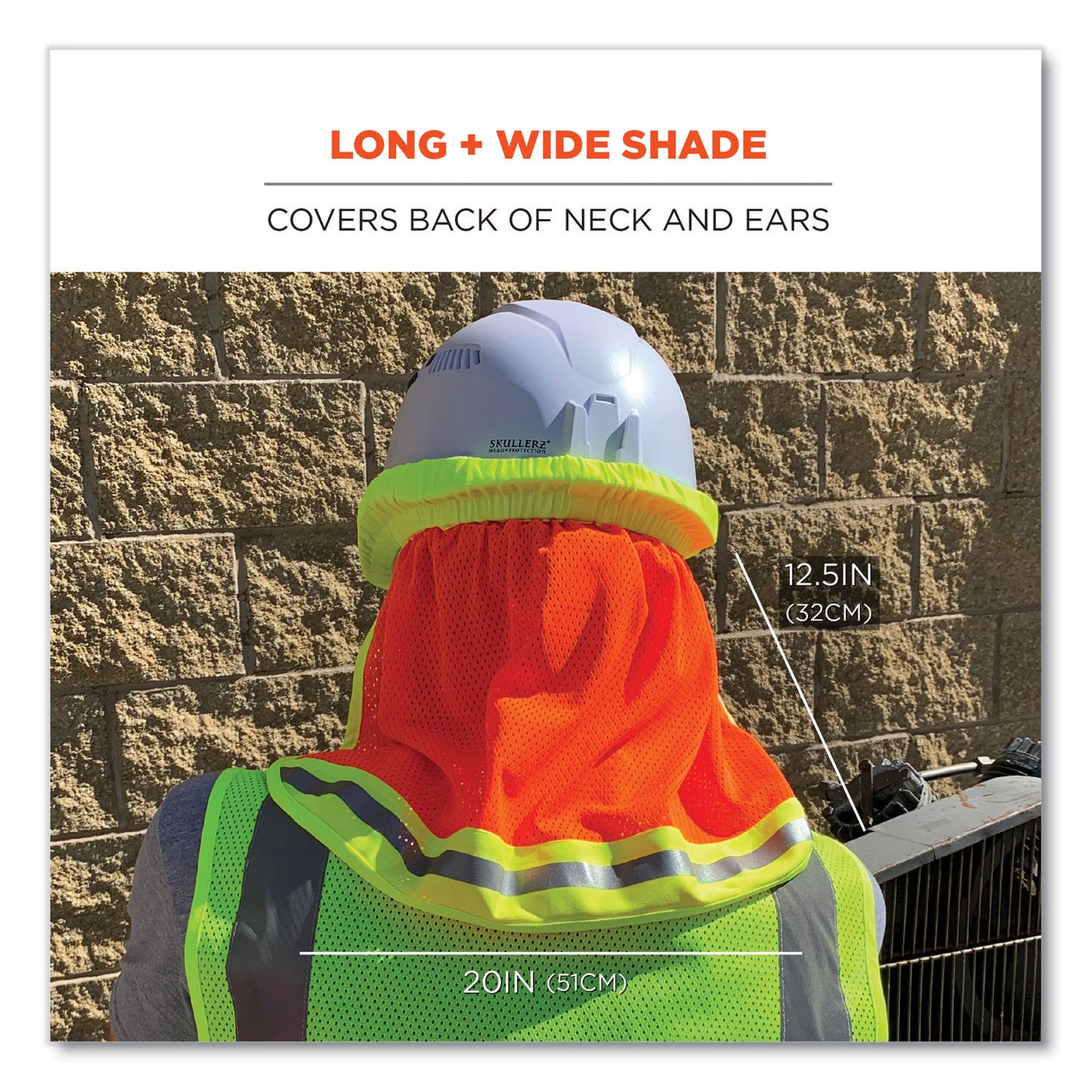 ergodyne GloWear 8005 Hi-Vis Hard Hat Neck Shade, 20 x 12.5, Lime (29053)