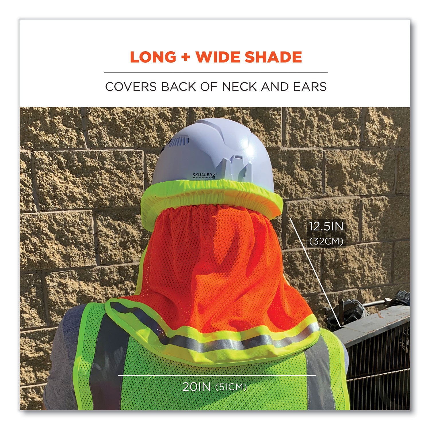 ergodyne GloWear 8005 Hi-Vis Hard Hat Neck Shade, 20 x 12.5, Lime (29053)