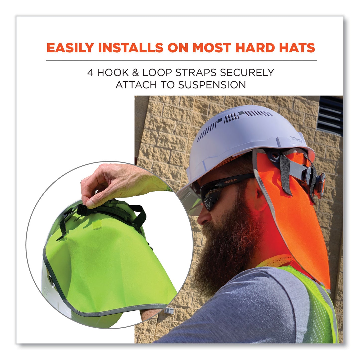 ergodyne GloWear 8006 Hi-Vis Hard Hat Neck Shade, 12.25 x 10.5, Lime (29063)