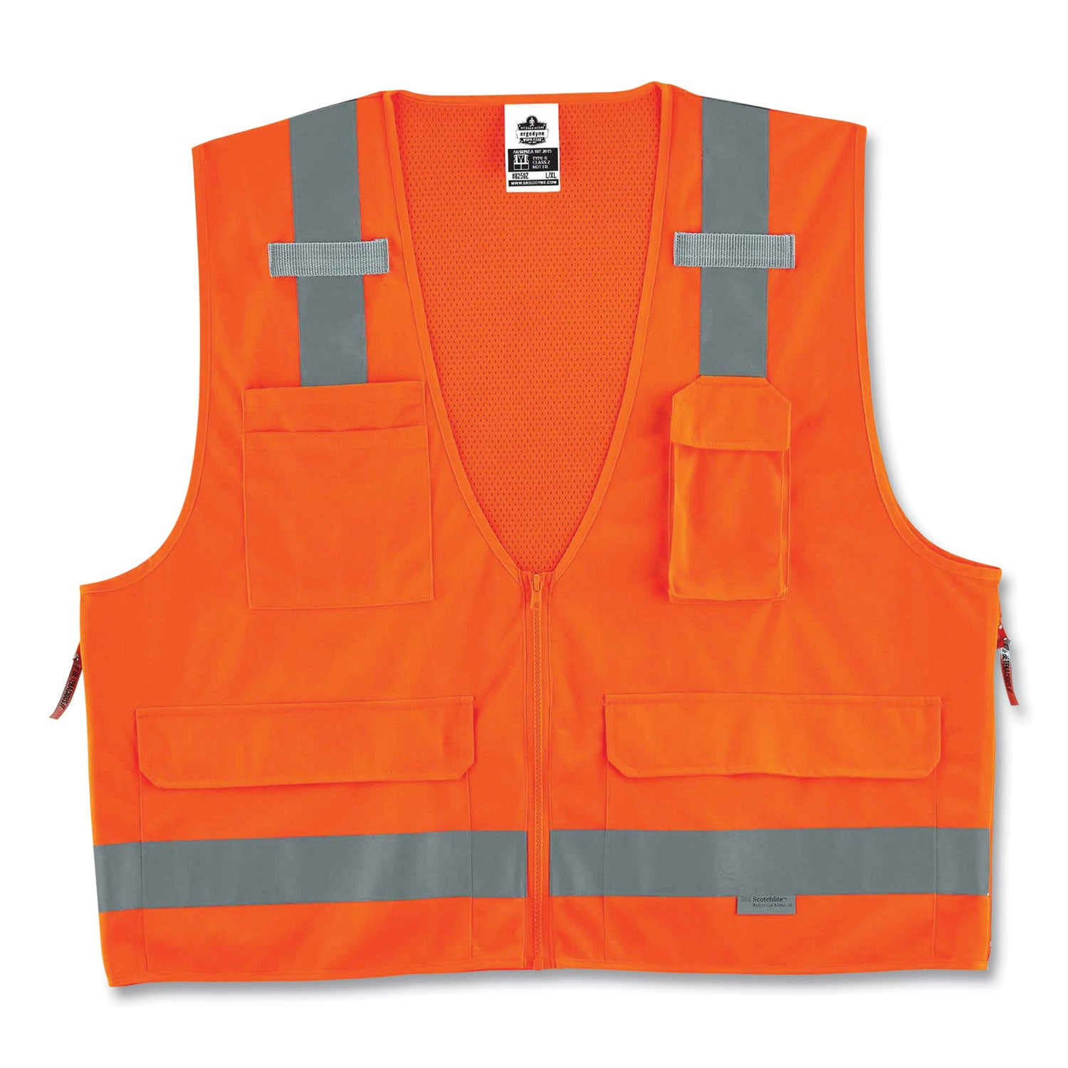 ergodyne GloWear 8250Z Class 2 Surveyors Zipper Vest, Polyester, Small/Medium, Orange (21413)